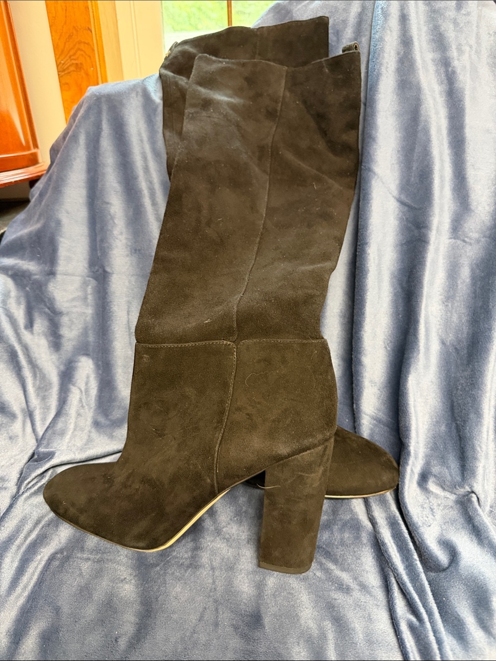 Sam Edelman Black Suede Over-the-Knee Block Heel Boots